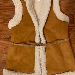 Girls Faux Suede and Sherpa Vest